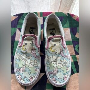 Vans Kids' Turquoise and Pink Slip-On Sneakers